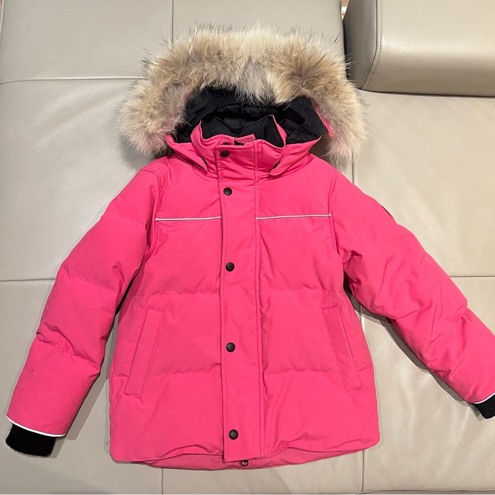 CANADA GOOSE SNOWY OWL PARKA WITH FUR - SUMMIT PINK 6-7Y